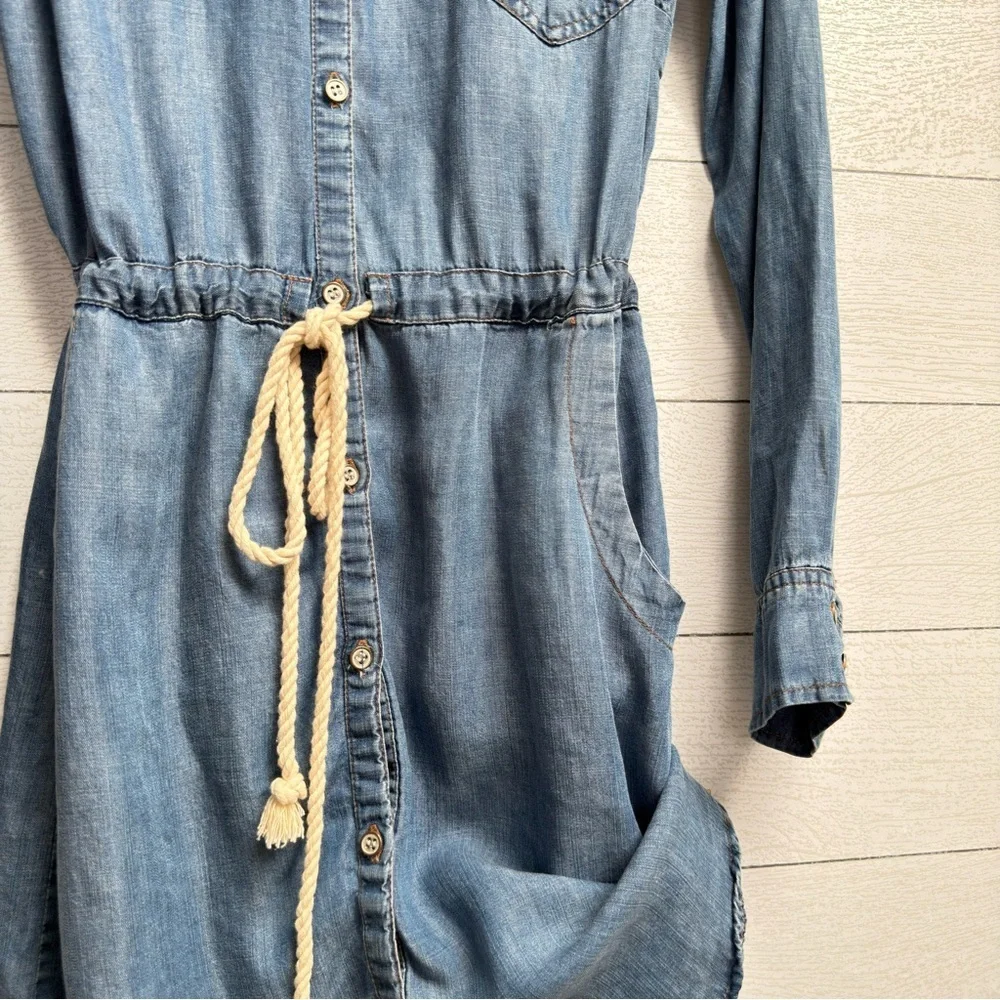 Lovestitch | Rayon Chambray Shirt Dress – Boho Casual | Size S